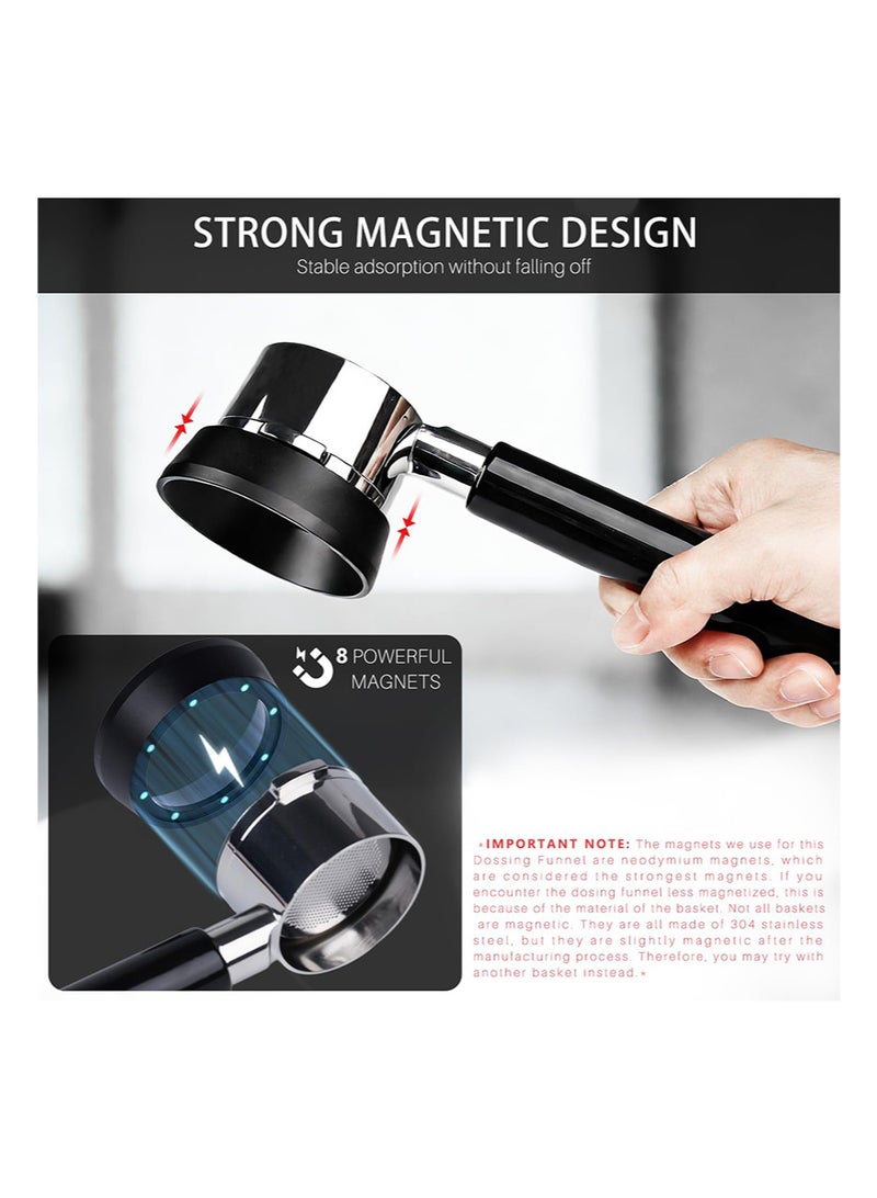EZSOZO 54mm Magnetic Dosing Funnel， Espresso Dosing Ring， Anodized Aluminum with 8 Neodymium Magnets Compatible with 54mm Delonghi  Portafilter， Black - Image 4